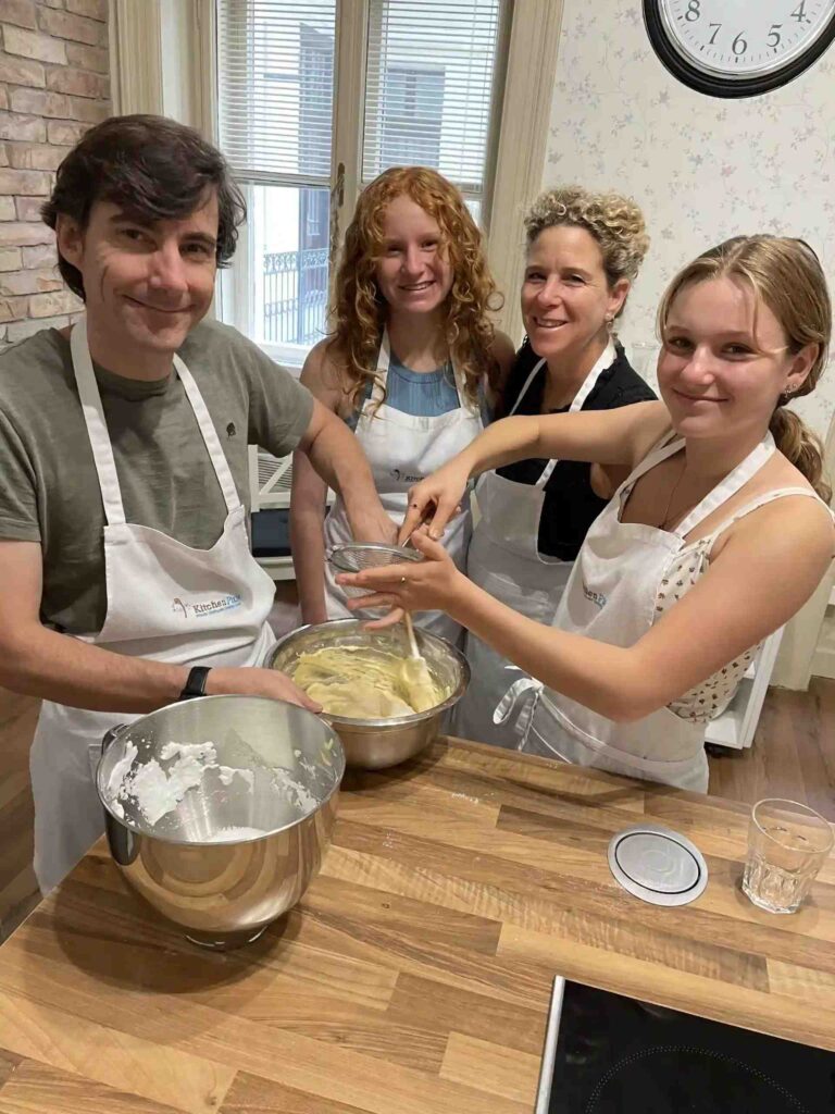 Baking class with a nice family