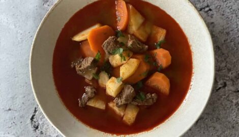 Amazing Goulash soup with all traditional ingredients