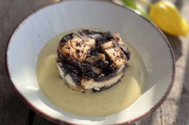 Poppy Seed Bread Dumplings with Vanilla pudding