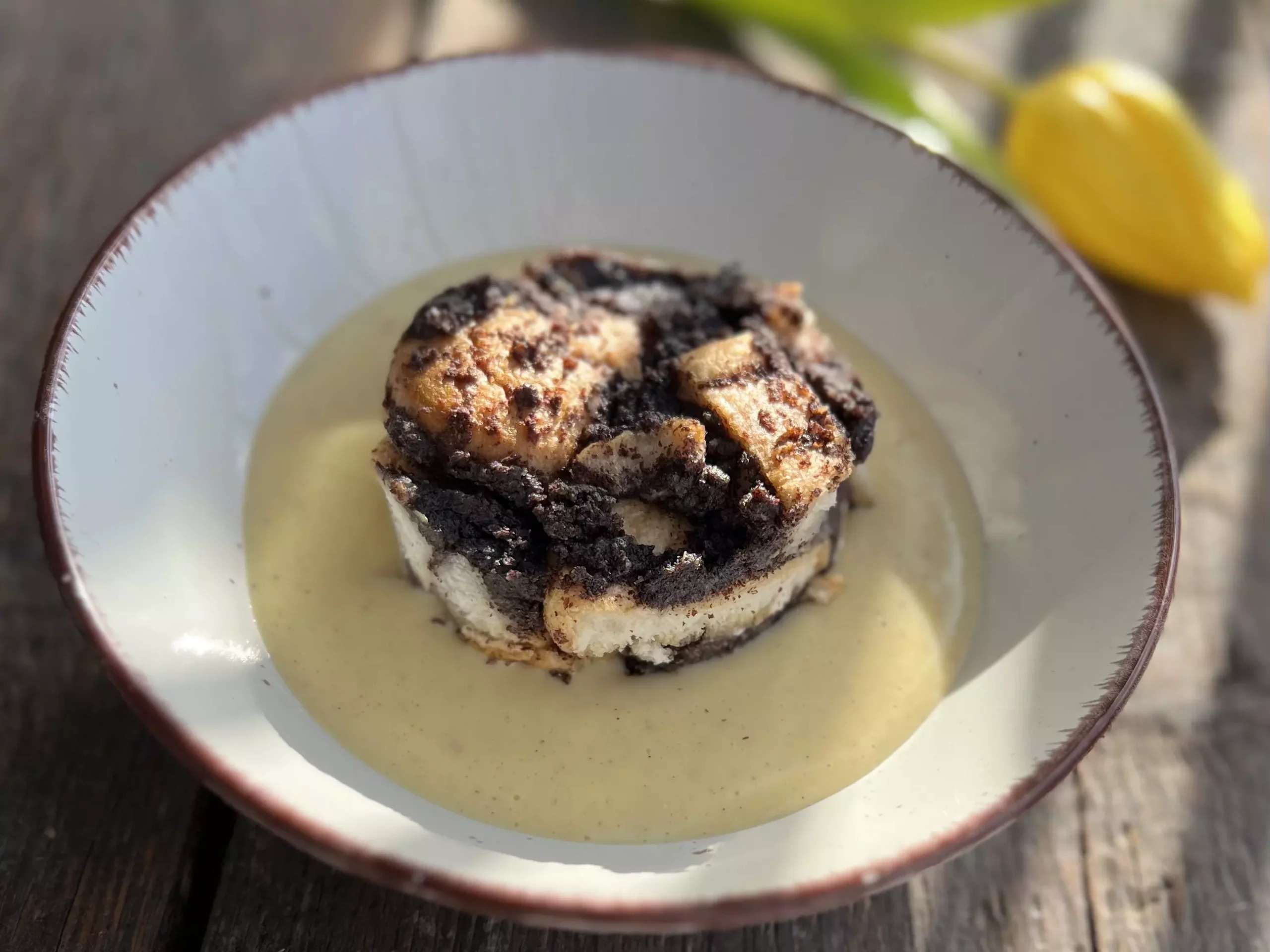 Poppy Seed Bread Dumplings with Vanilla pudding