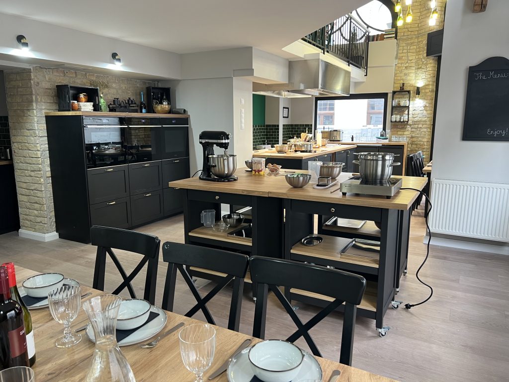 Hands-on cooking class at Flavors of Budapest – Opera Studio, fully equipped kitchen.